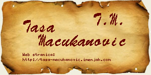 Tasa Mačukanović vizit kartica